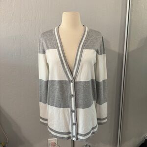 Industry Grey & White Striped Cardigan